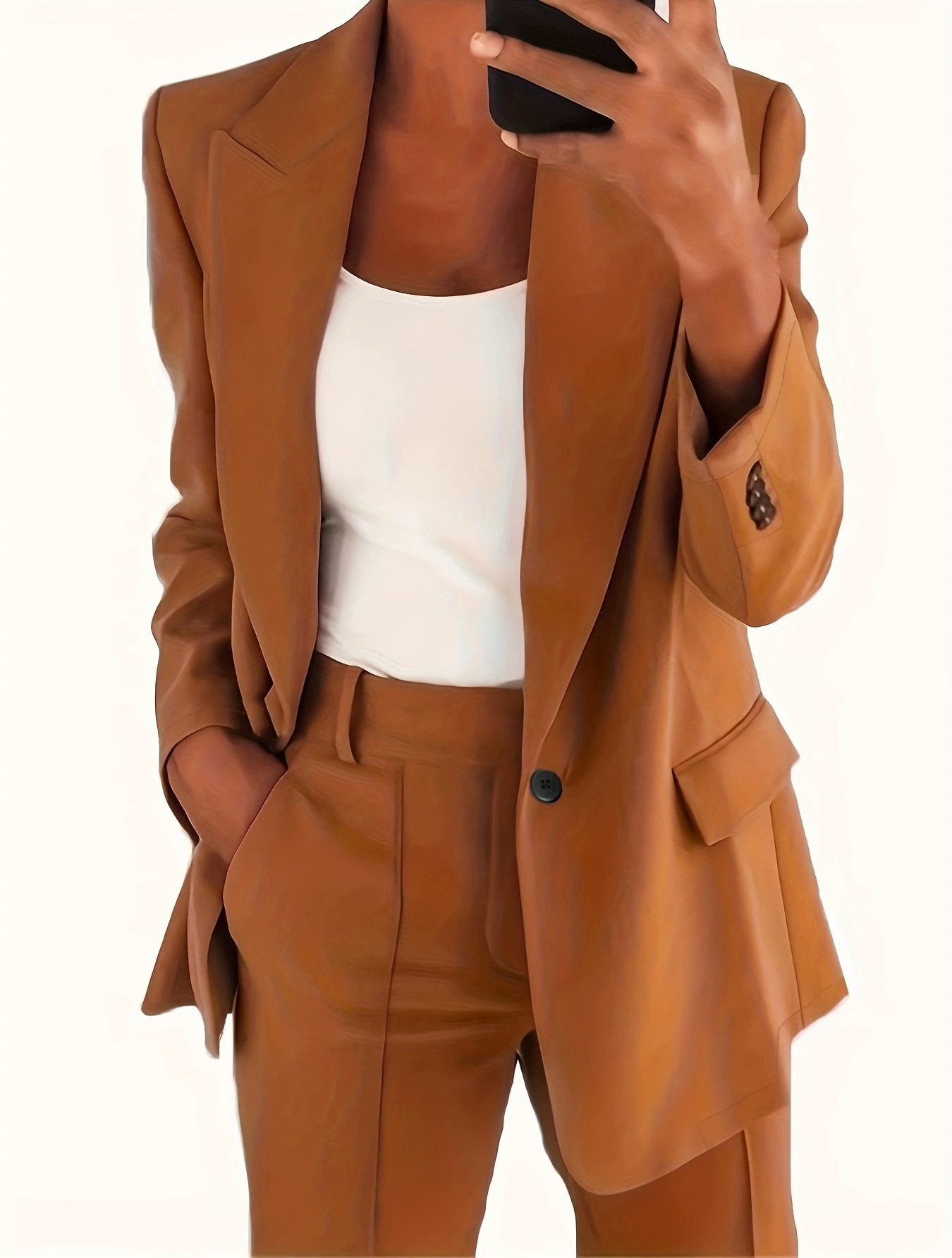 2025 New Amazon Fashion Solid Color High-End Slim Fit Lapel Cardigan Elegant Blazer