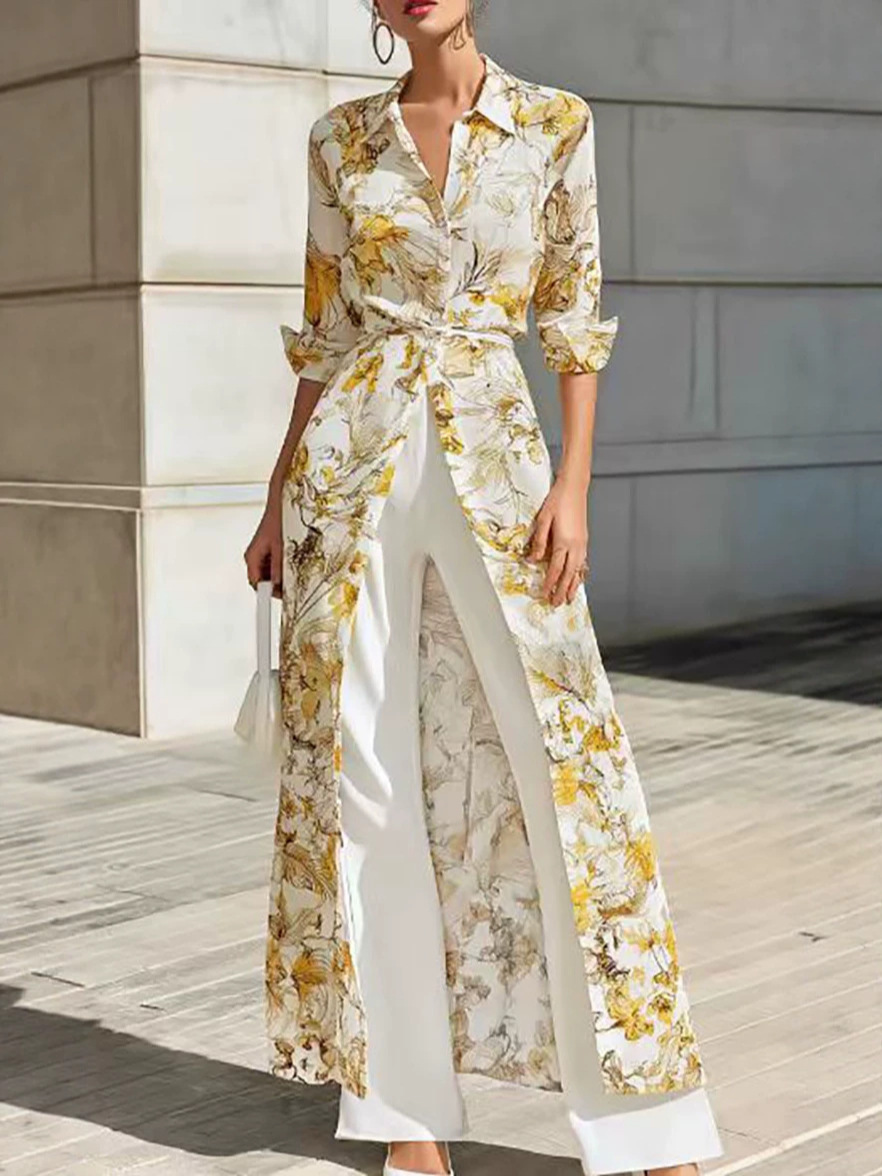 2026 Amazon Floral Print Buttoned Long Sleeve Lace-Up Women's Cardigan Jacket