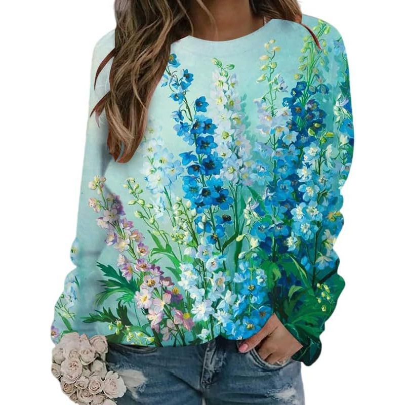 2026 Americanstyle Longsleeve Loose Longsleeve Trendy 3D Digital Printing Style Amazon