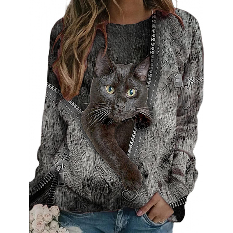 2026 Americanstyle Longsleeve Loose Longsleeve Trendy 3D Digital Printing Style Amazon