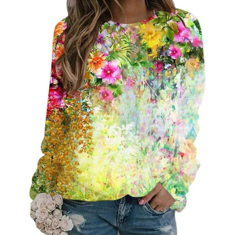 2026 Americanstyle Longsleeve Loose Longsleeve Trendy 3D Digital Printing Style Amazon