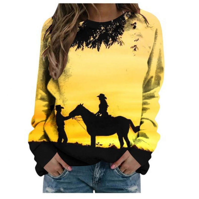 2026 Americanstyle Longsleeve Loose Longsleeve Trendy 3D Digital Printing Style Amazon