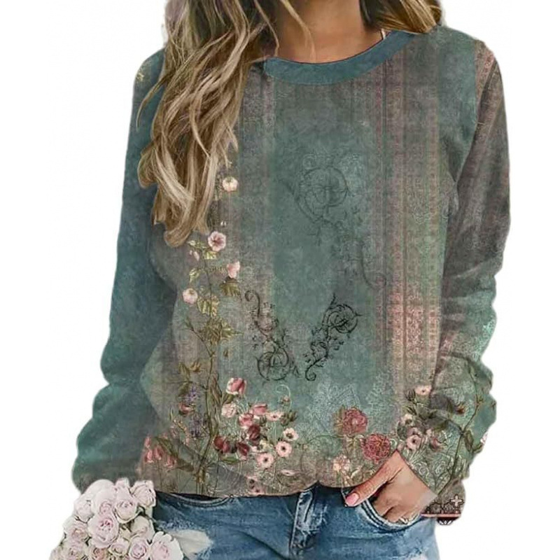 2026 Americanstyle Longsleeve Loose Longsleeve Trendy 3D Digital Printing Style Amazon