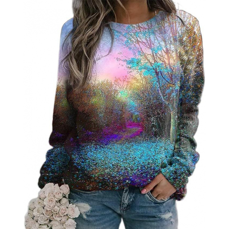 2026 Americanstyle Longsleeve Loose Longsleeve Trendy 3D Digital Printing Style Amazon