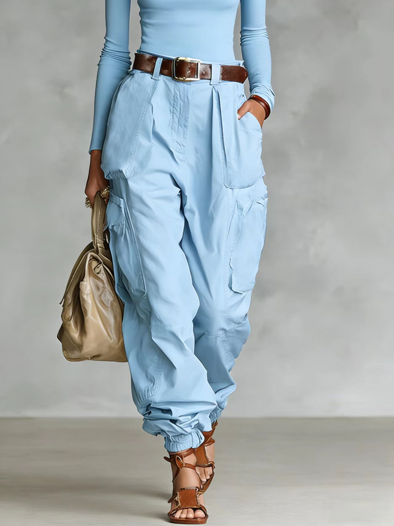 2026 Autumn European And American Street Trendy High Waist Work Pants Loose Wide Leg Pants