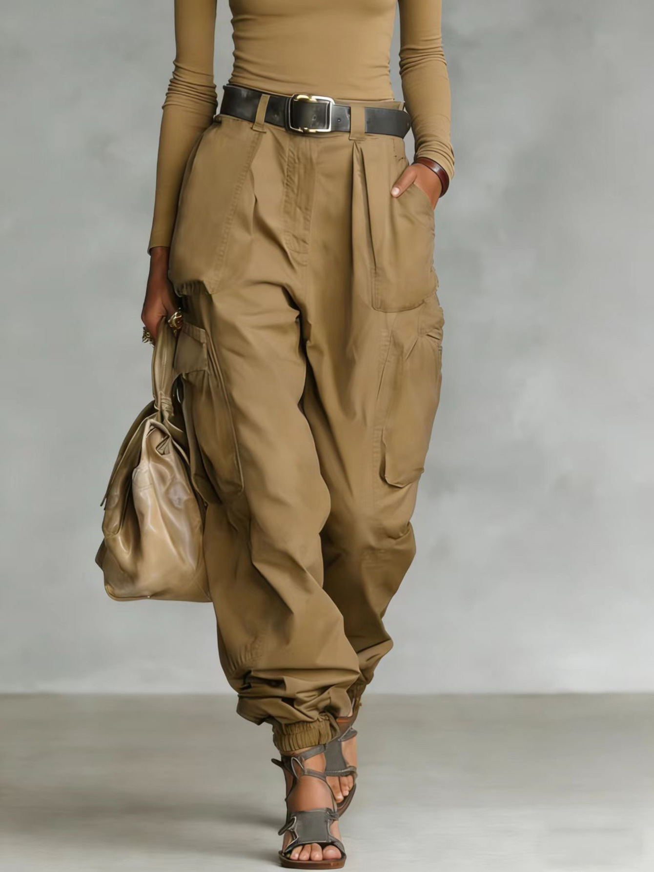 2026 Autumn European And American Street Trendy High Waist Work Pants Loose Wide Leg Pants