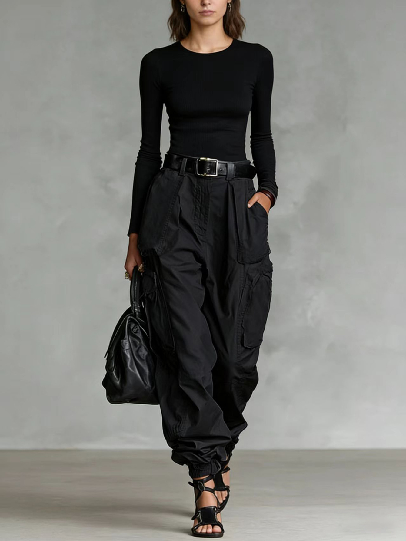 2026 Autumn European And American Street Trendy High Waist Work Pants Loose Wide Leg Pants