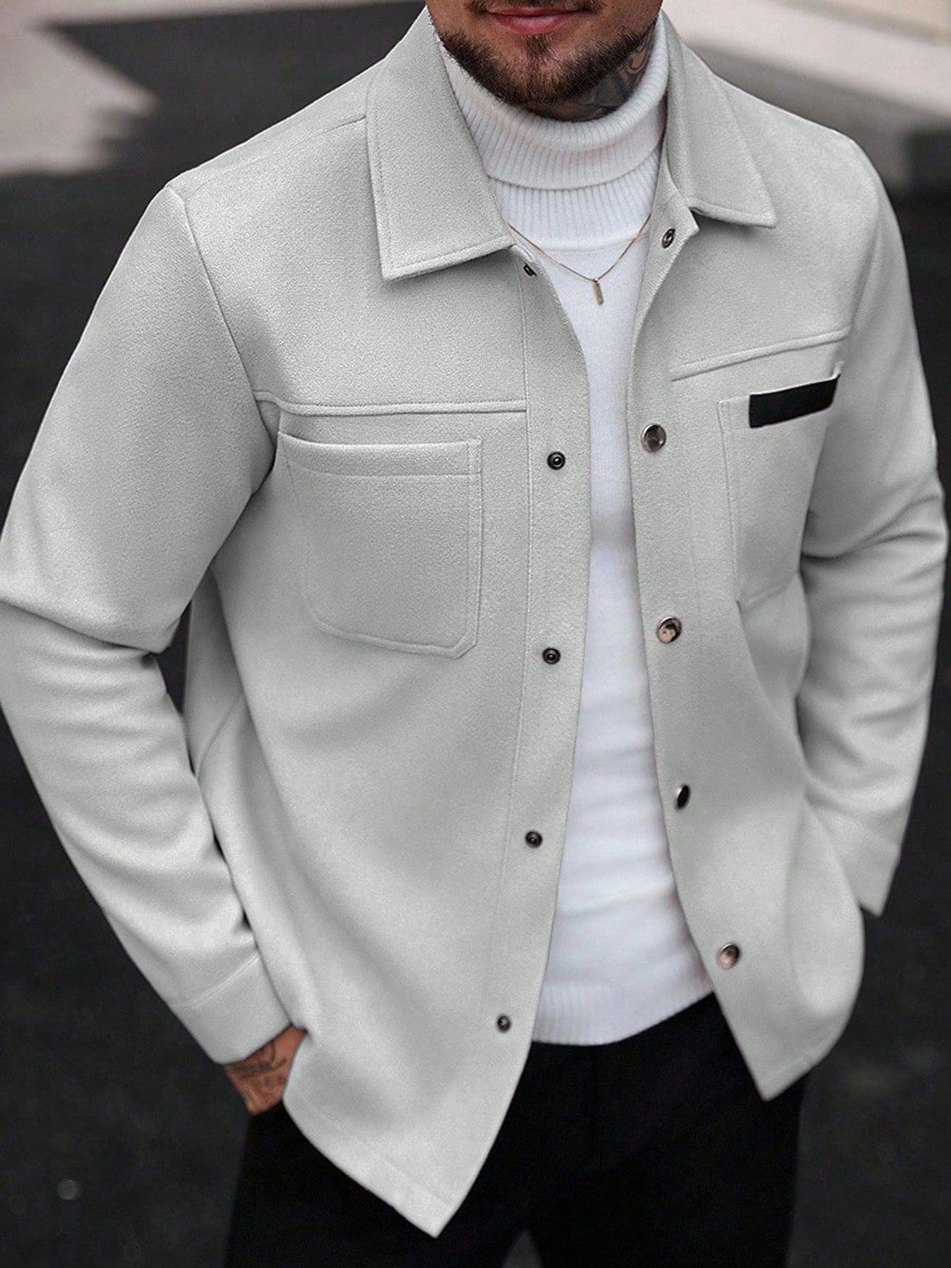 2026 Autumn Winter European And American Men's Fashion Pocket Woolen Jacket With Lapel