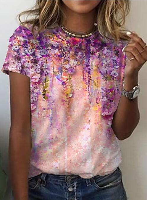 2026 Crossborder Amazon Europe And America Summer Women's Shortsleeve Floral 3D Digital
