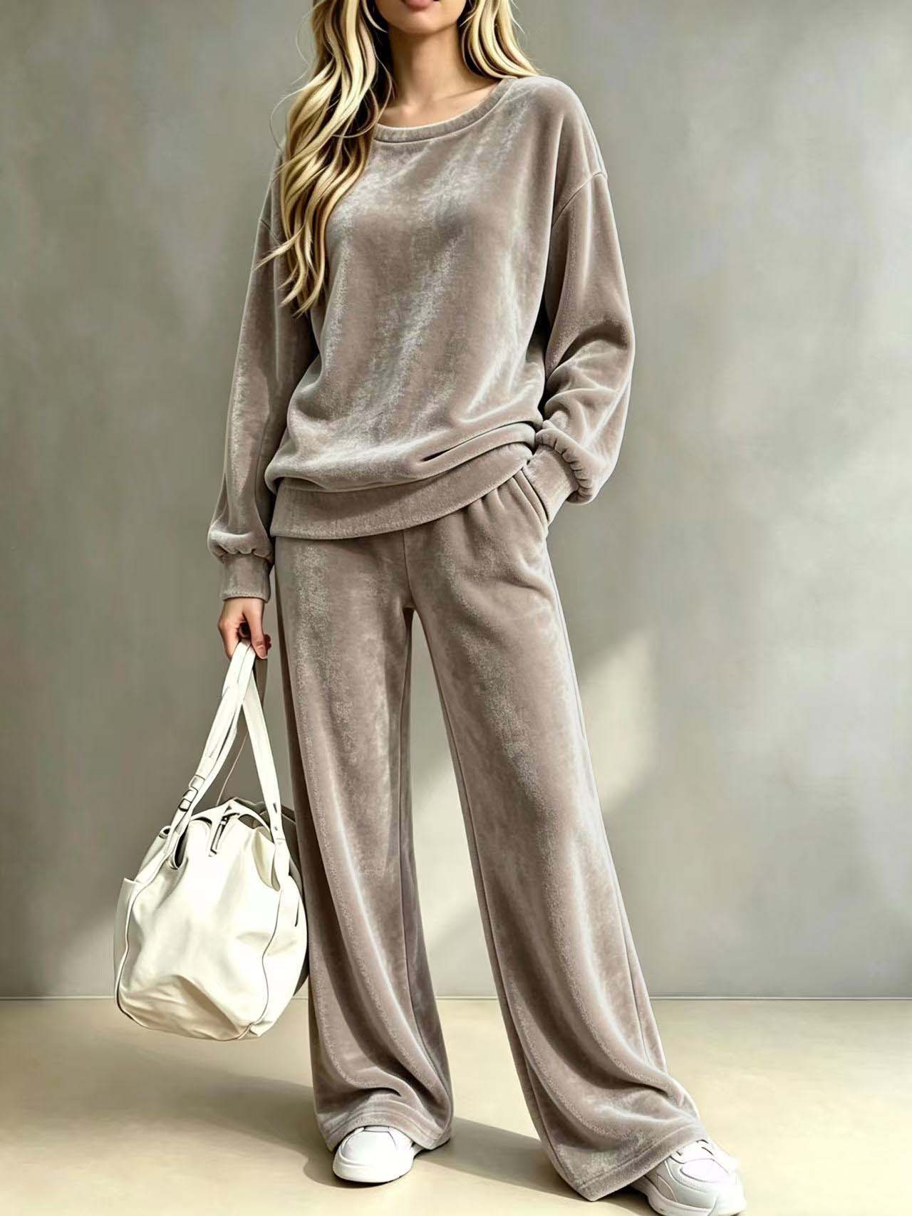2026 European And American Autumn And Winter New Style Gold Velvet Loose Casual Wide-leg