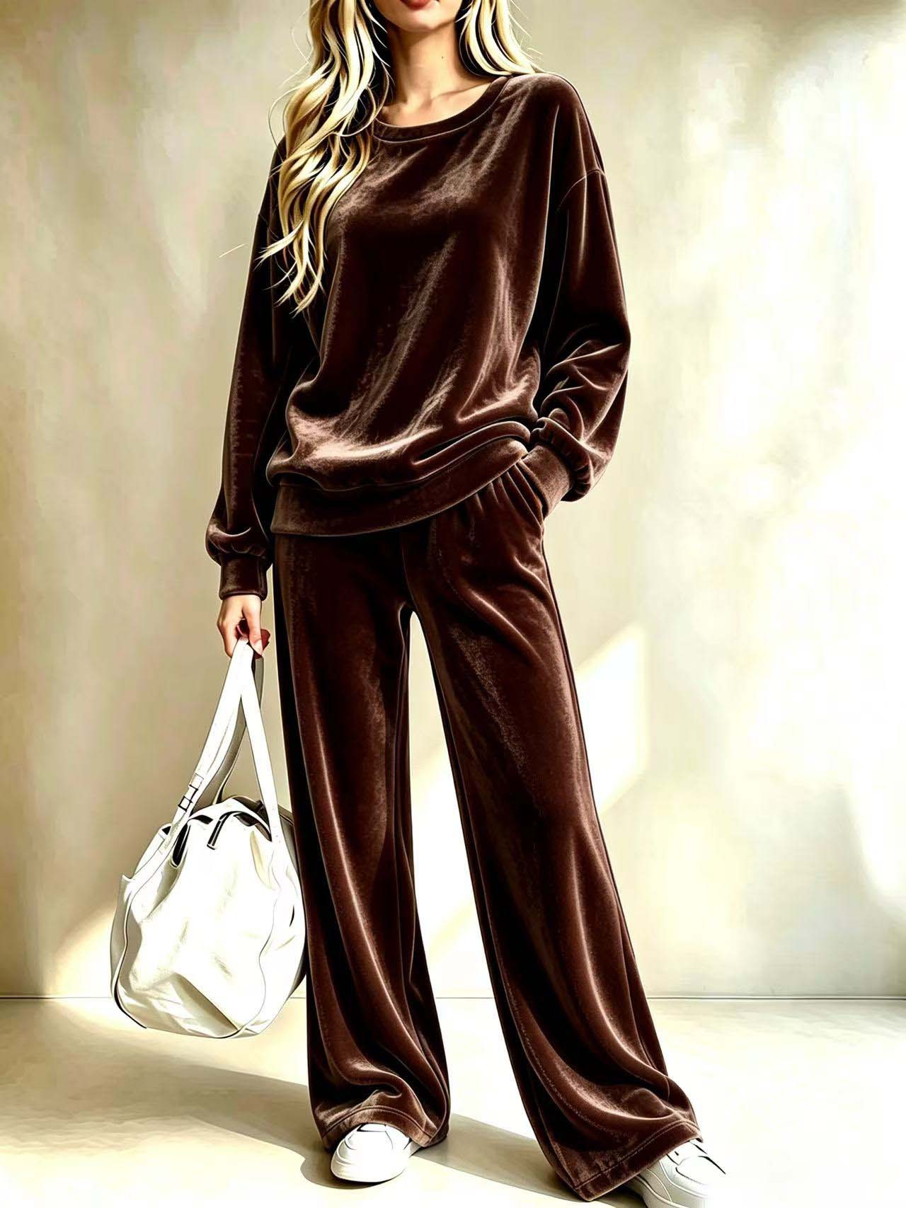 2026 European And American Autumn And Winter New Style Gold Velvet Loose Casual Wide-leg