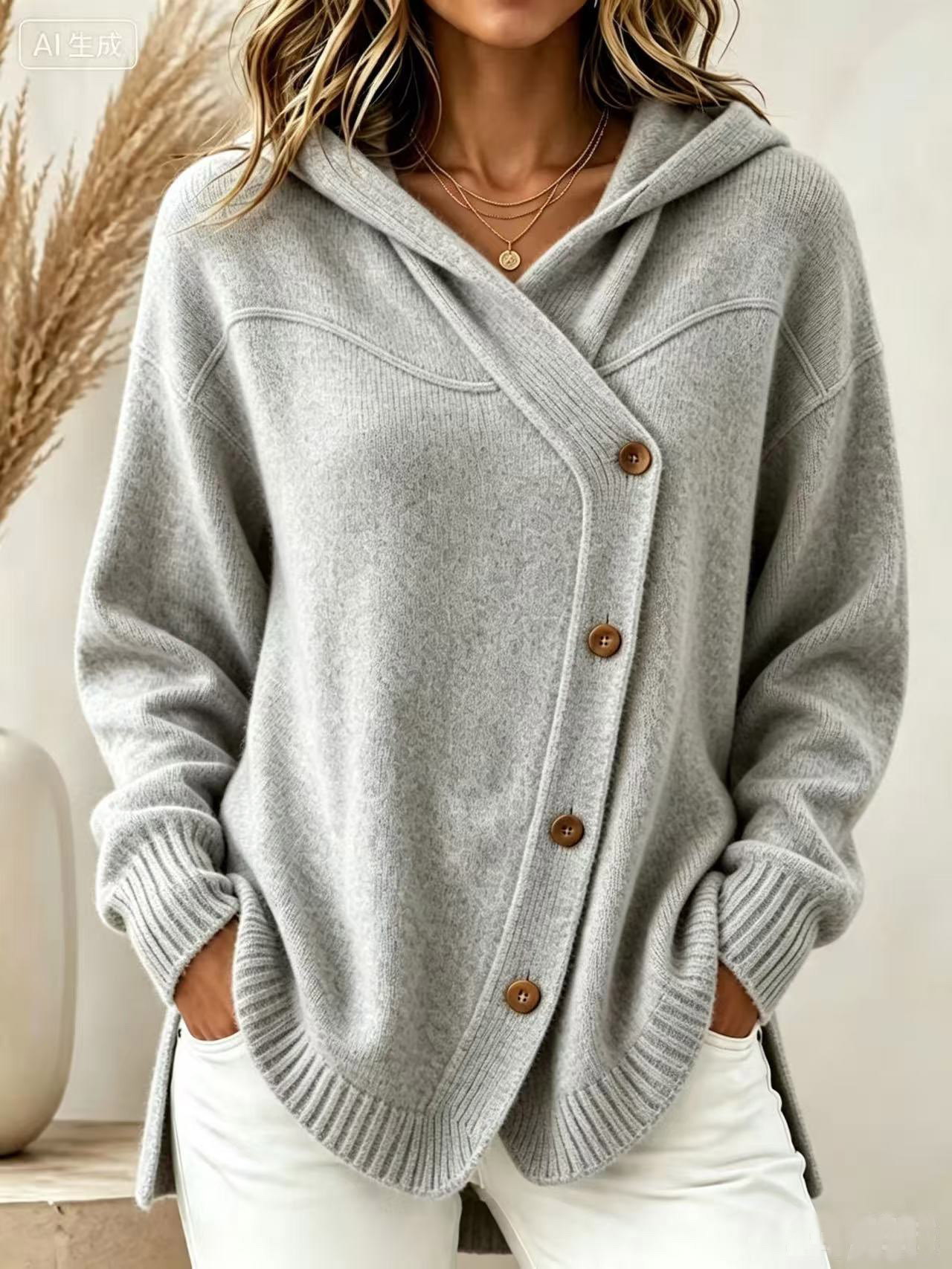 2026 European And American Autumn And Winter New Women's Sweater Casual Loose Button Long