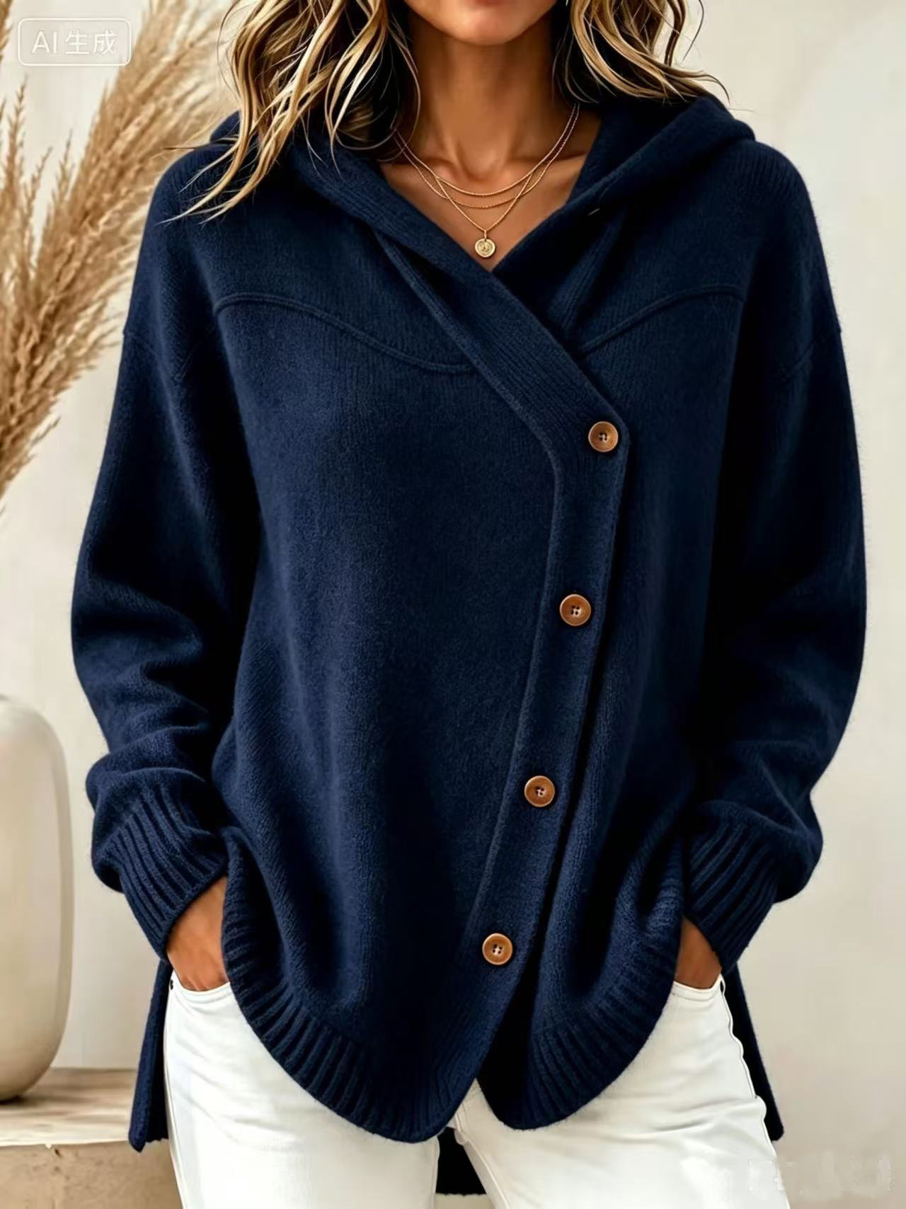 2026 European And American Autumn And Winter New Women's Sweater Casual Loose Button Long