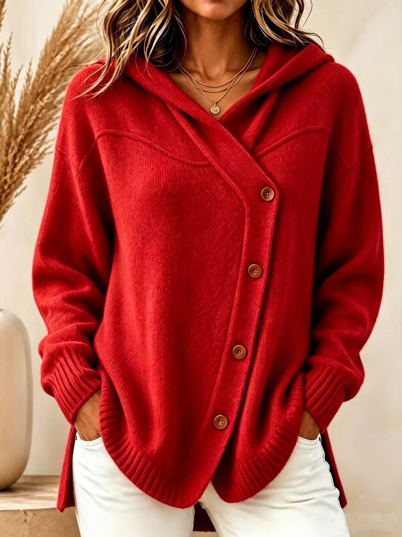 2026 European And American Autumn And Winter New Women's Sweater Casual Loose Button Long