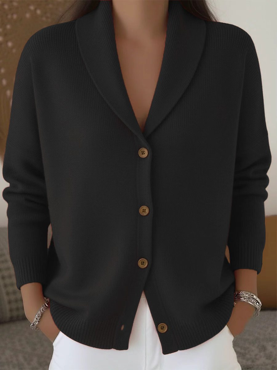 2026 European And American Buttoned Knitted Lapel Sweater Cardigan Jacket Autumn And