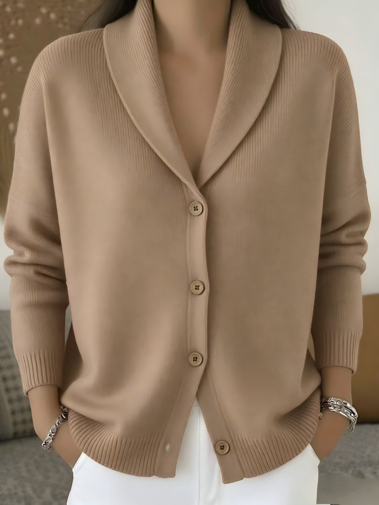 2026 European And American Buttoned Knitted Lapel Sweater Cardigan Jacket Autumn And