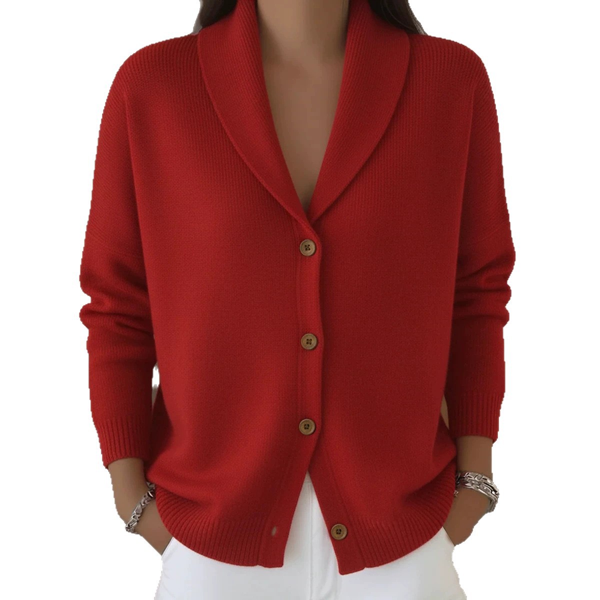 2026 European And American Buttoned Knitted Lapel Sweater Cardigan Jacket Autumn And