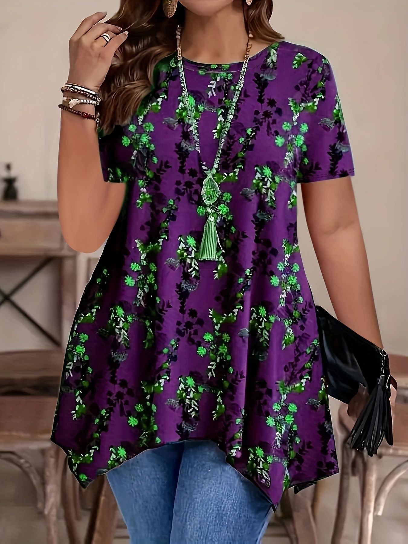 2026 European And American Foreign Trade Amazon Women's Floral Print Casual Comfortable