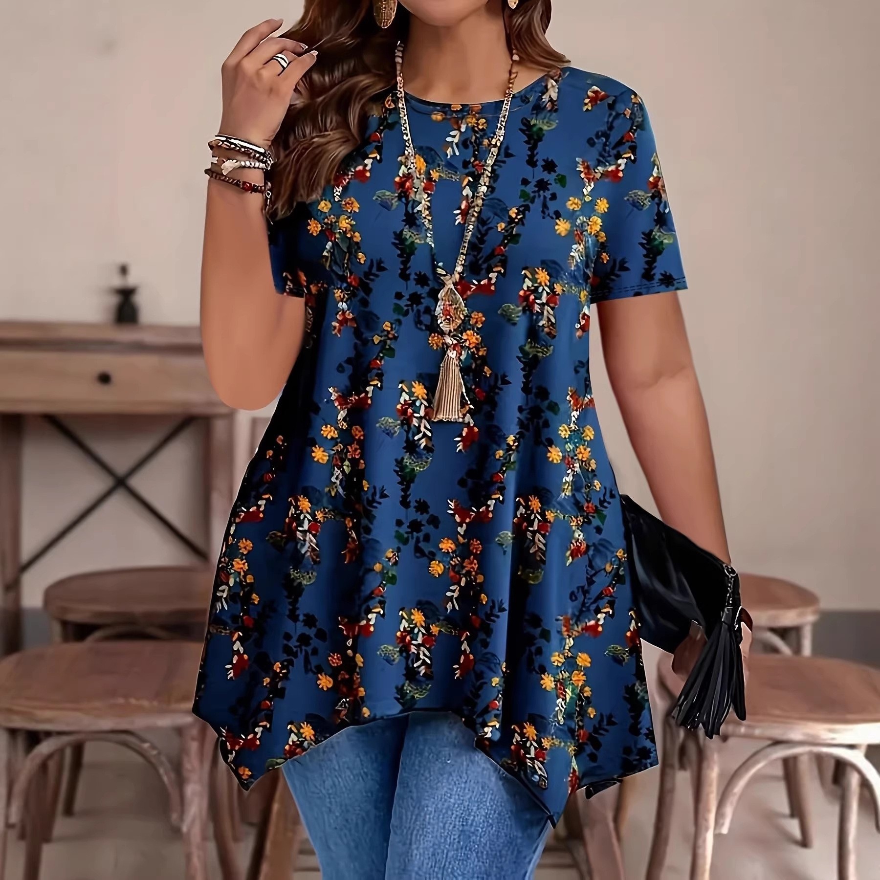 2026 European And American Foreign Trade Amazon Women's Floral Print Casual Comfortable