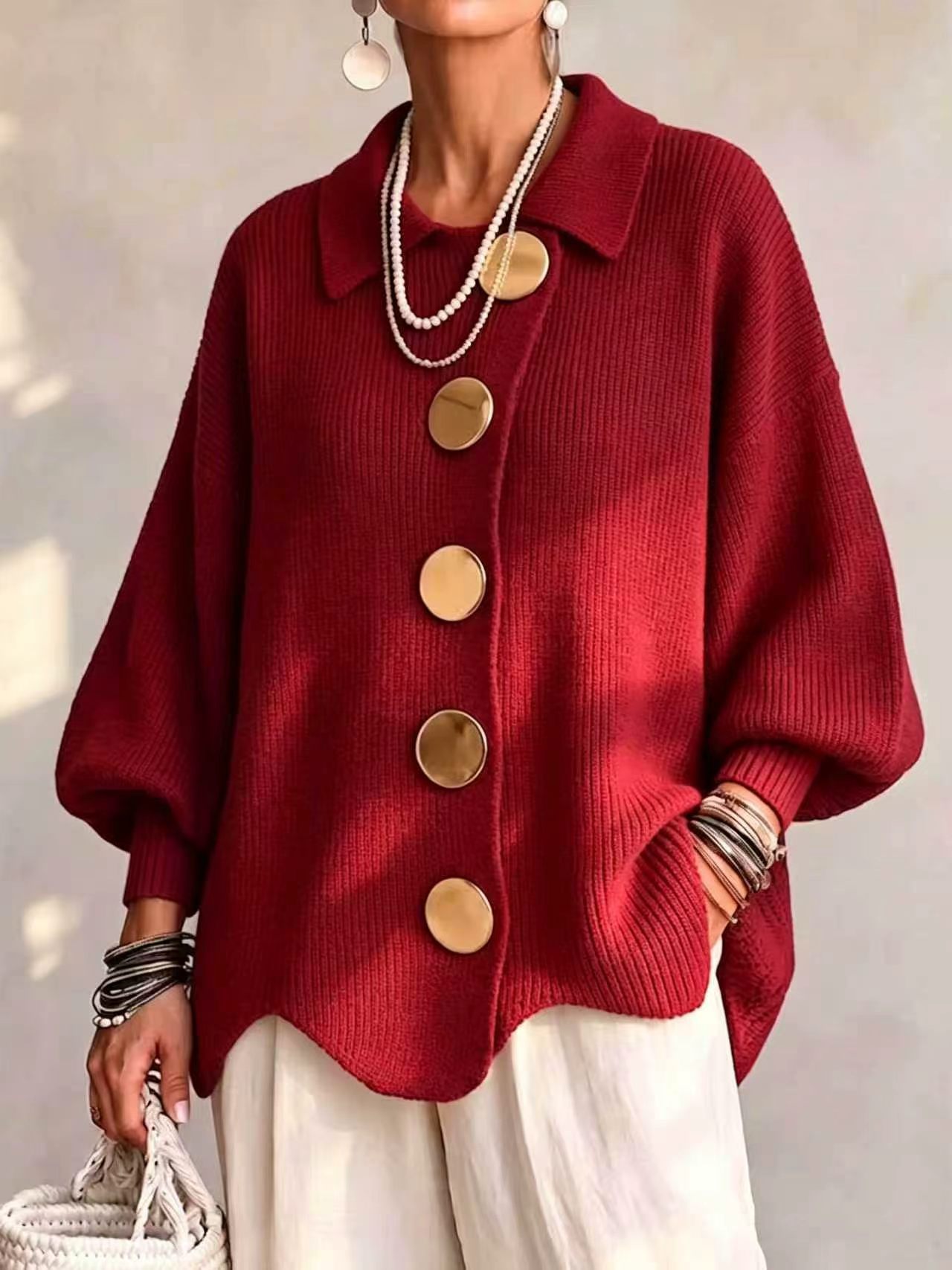 2026 European And American Style Button-down Knit Cardigan Sweater, New Autumnwinter