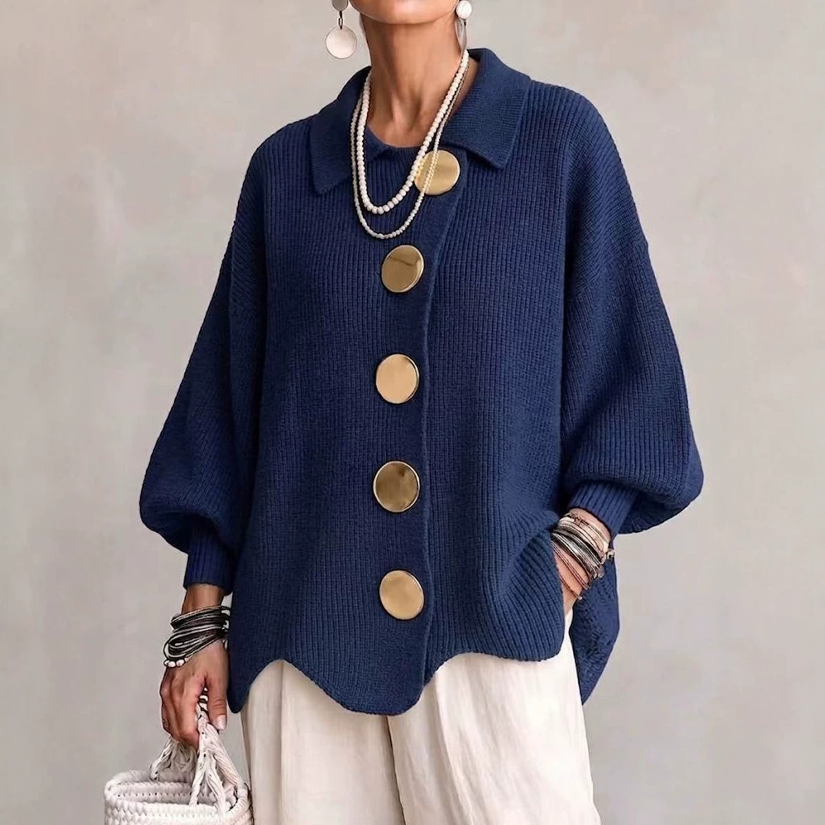 2026 European And American Style Button-down Knit Cardigan Sweater, New Autumnwinter