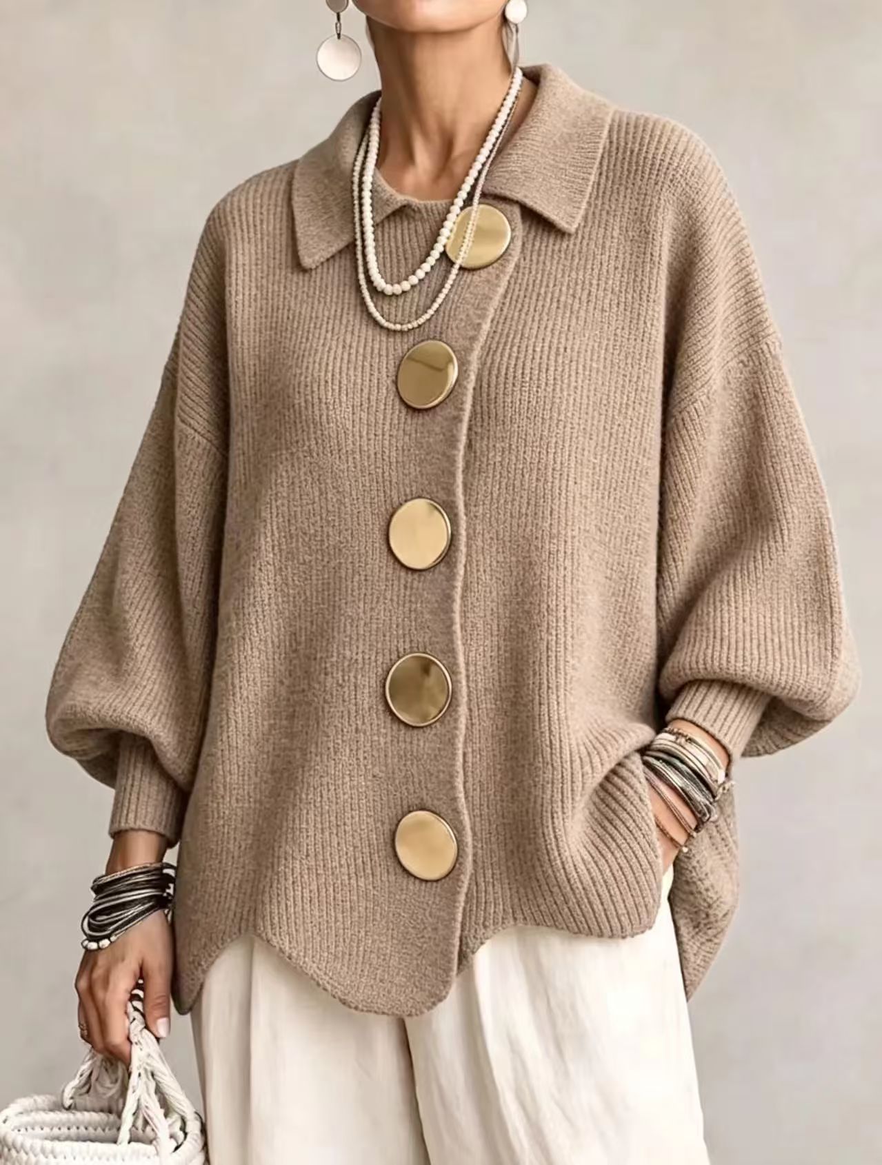 2026 European And American Style Button-down Knit Cardigan Sweater, New Autumnwinter