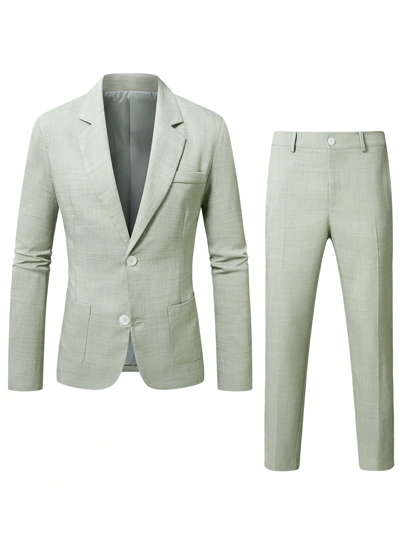 2026 European And American Style Men's Suit Set, Solid Color Suit And Trousers, Business