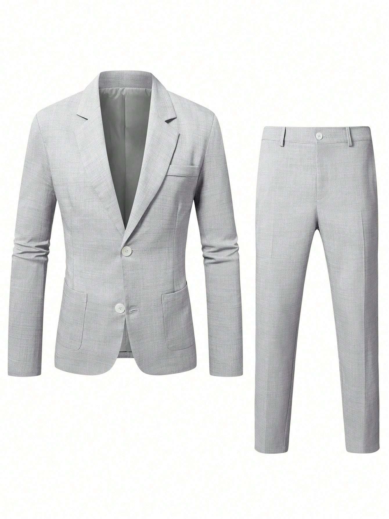 2026 European And American Style Men's Suit Set, Solid Color Suit And Trousers, Business