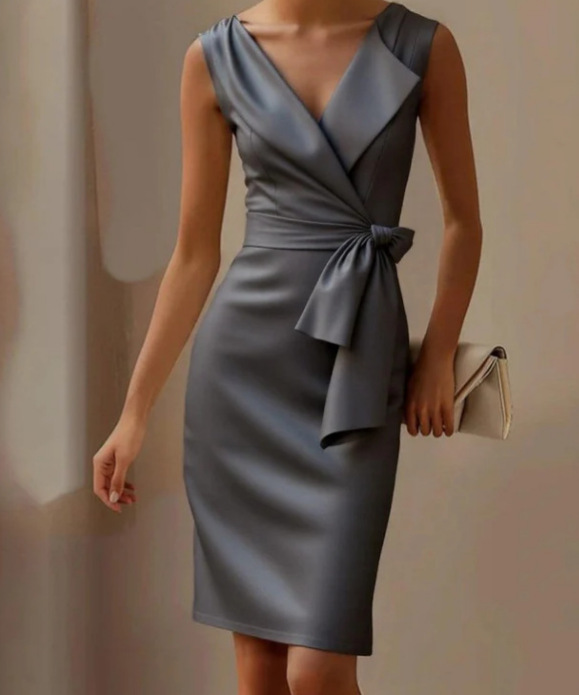2026 European And American Women's Bow Decoration Solid Color Sleeveless Dress Jumpsuit