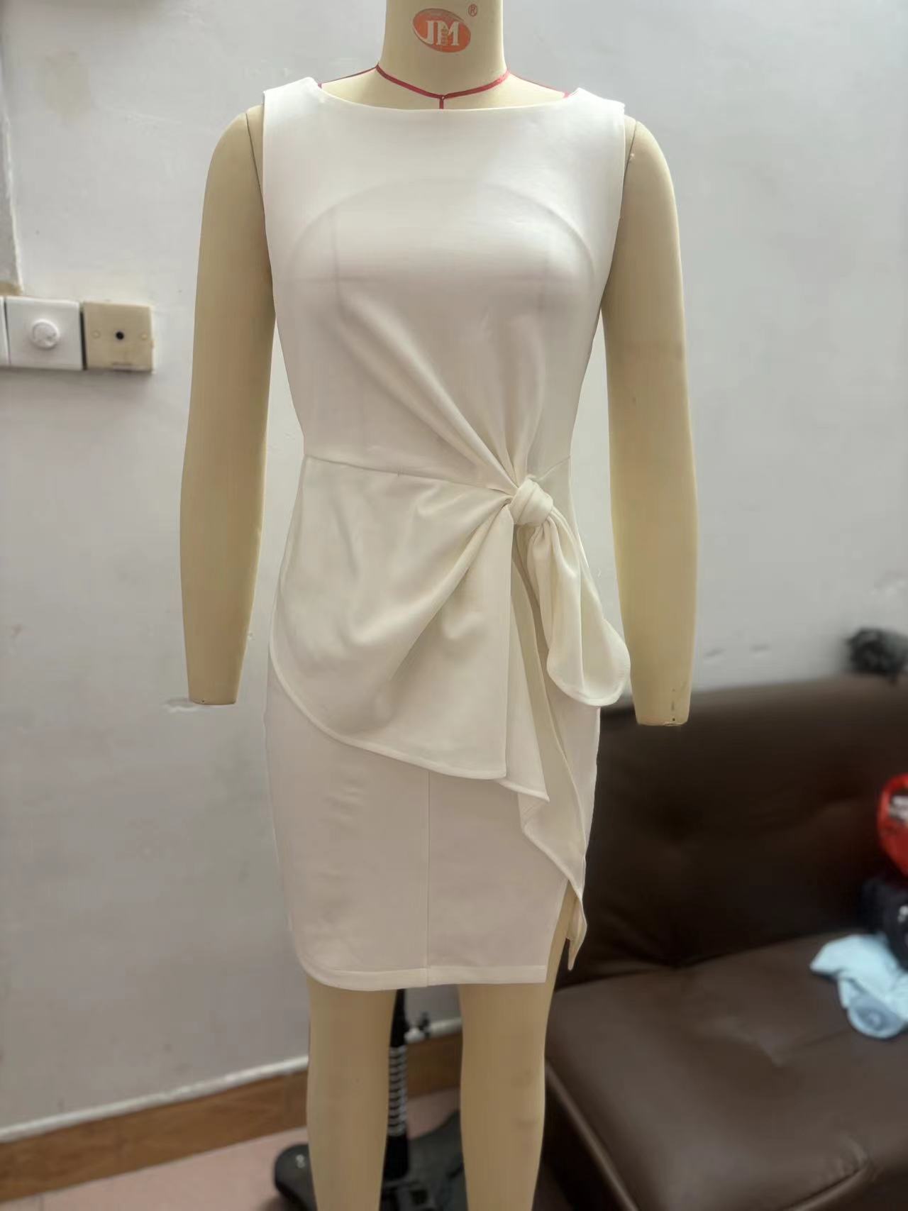2026 European And American Women's Bow Decoration Solid Color Sleeveless Dress Jumpsuit