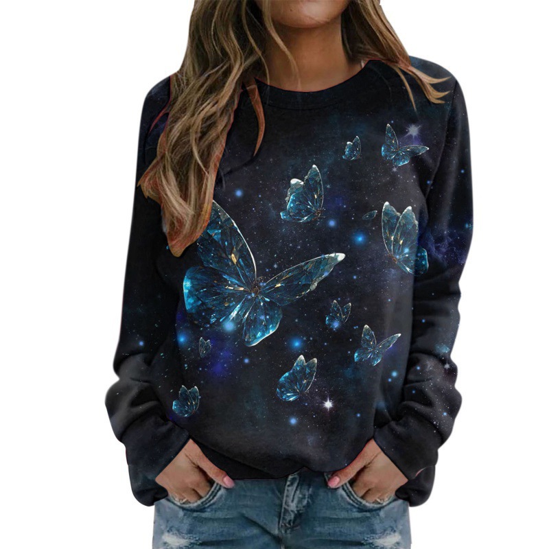 2026 European And American Women's New Style 3D Digital Printing Starry Sky Round Neck