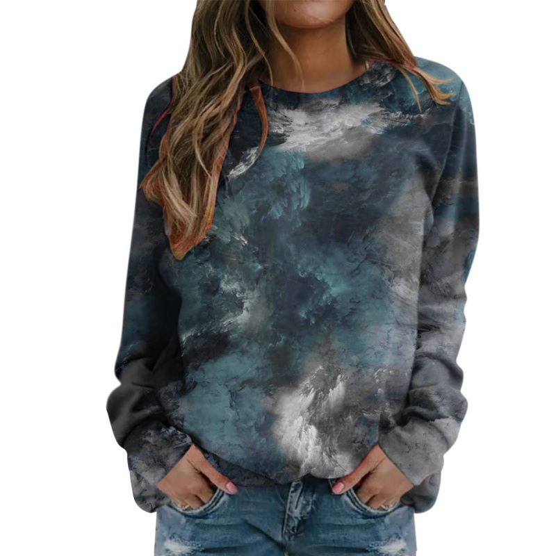 2026 European And American Women's New Style 3D Digital Printing Starry Sky Round Neck