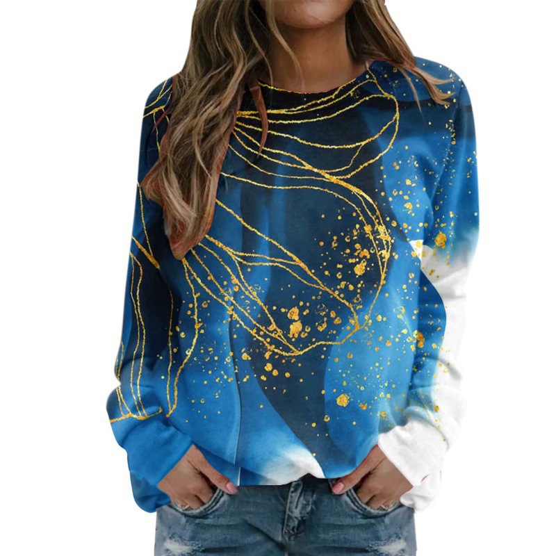 2026 European And American Women's New Style 3D Digital Printing Starry Sky Round Neck