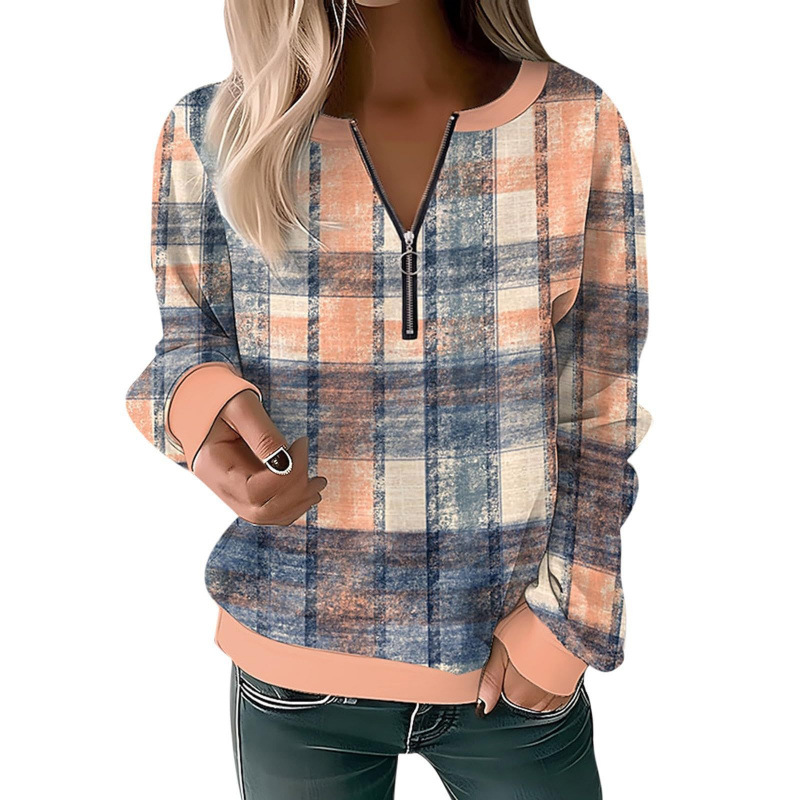 2026 Foreign Trade Women's Half-Zip Long-Sleeve Sweatshirt Fashion Hoodie