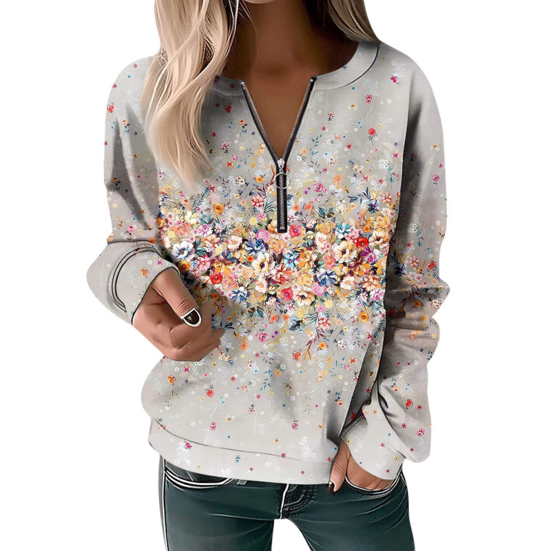 2026 Foreign Trade Women's Half-Zip Long-Sleeve Sweatshirt Fashion Hoodie