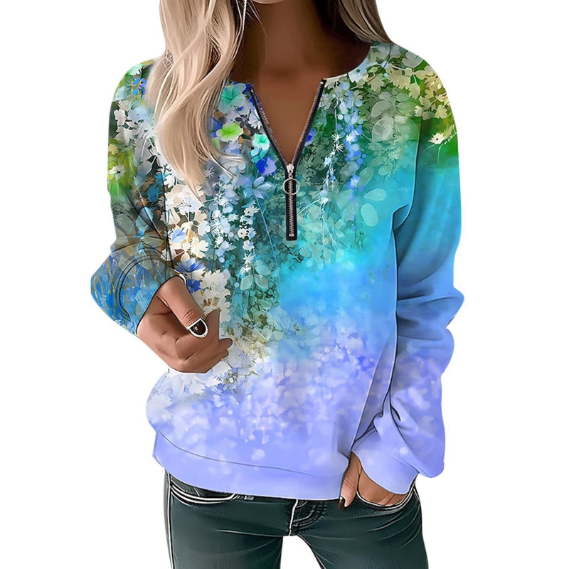 2026 Foreign Trade Women's Half-Zip Long-Sleeve Sweatshirt Fashion Hoodie