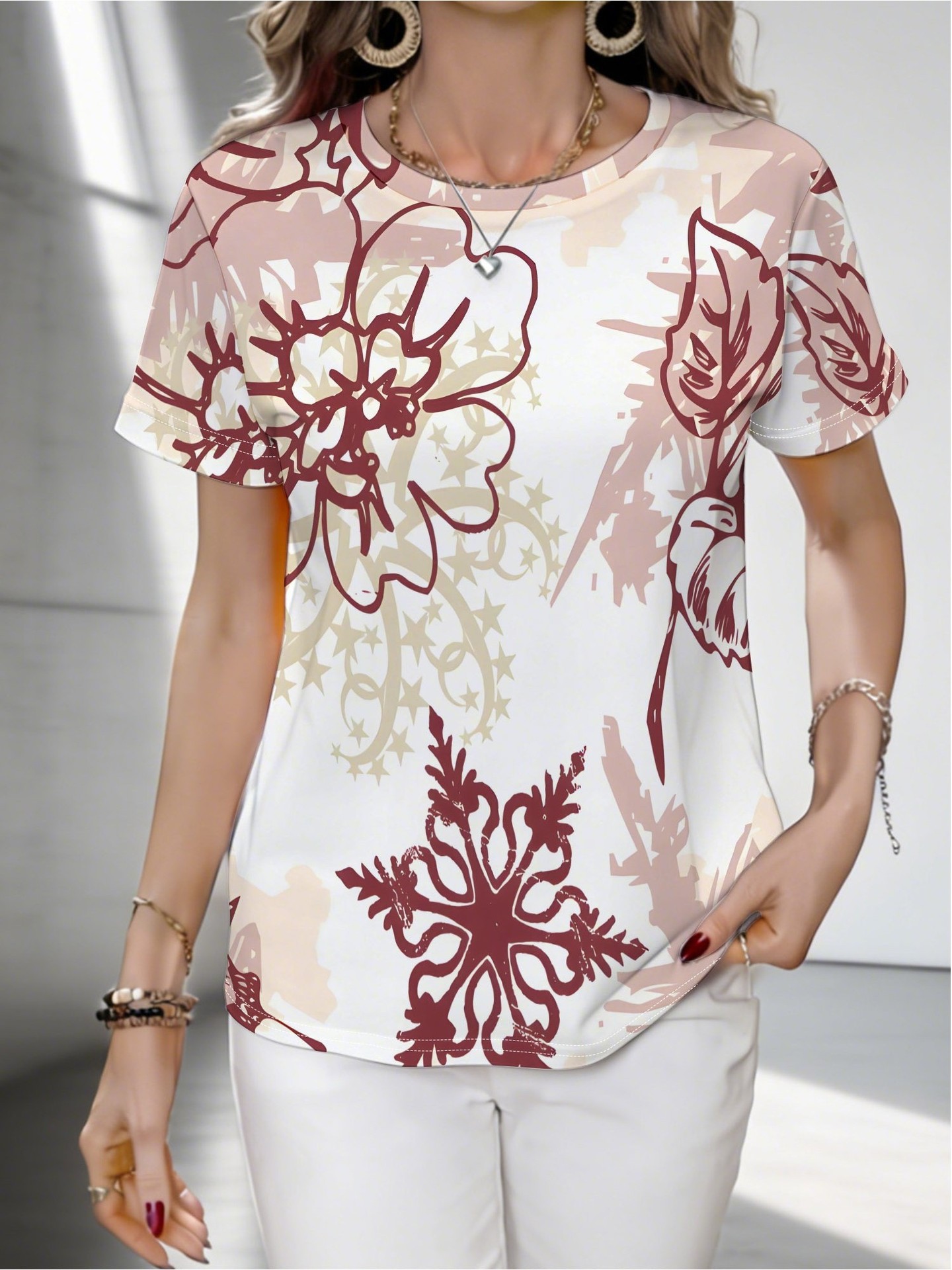 2026 New American Print Short Sleeve Tshirt Summer Digital Print Trendy Top