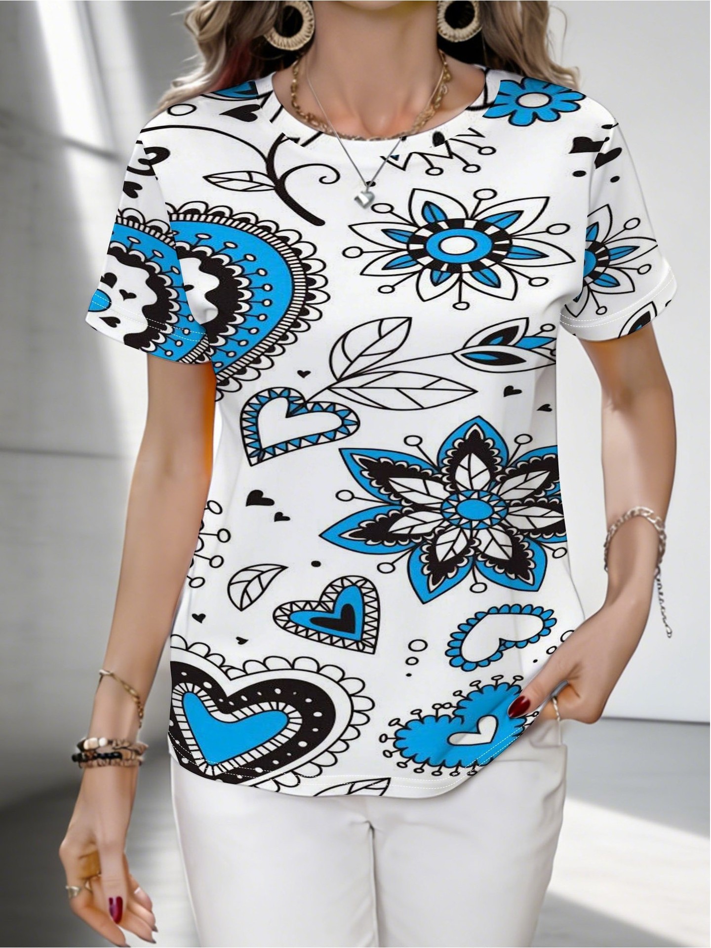2026 New American Print Short Sleeve Tshirt Summer Digital Print Trendy Top