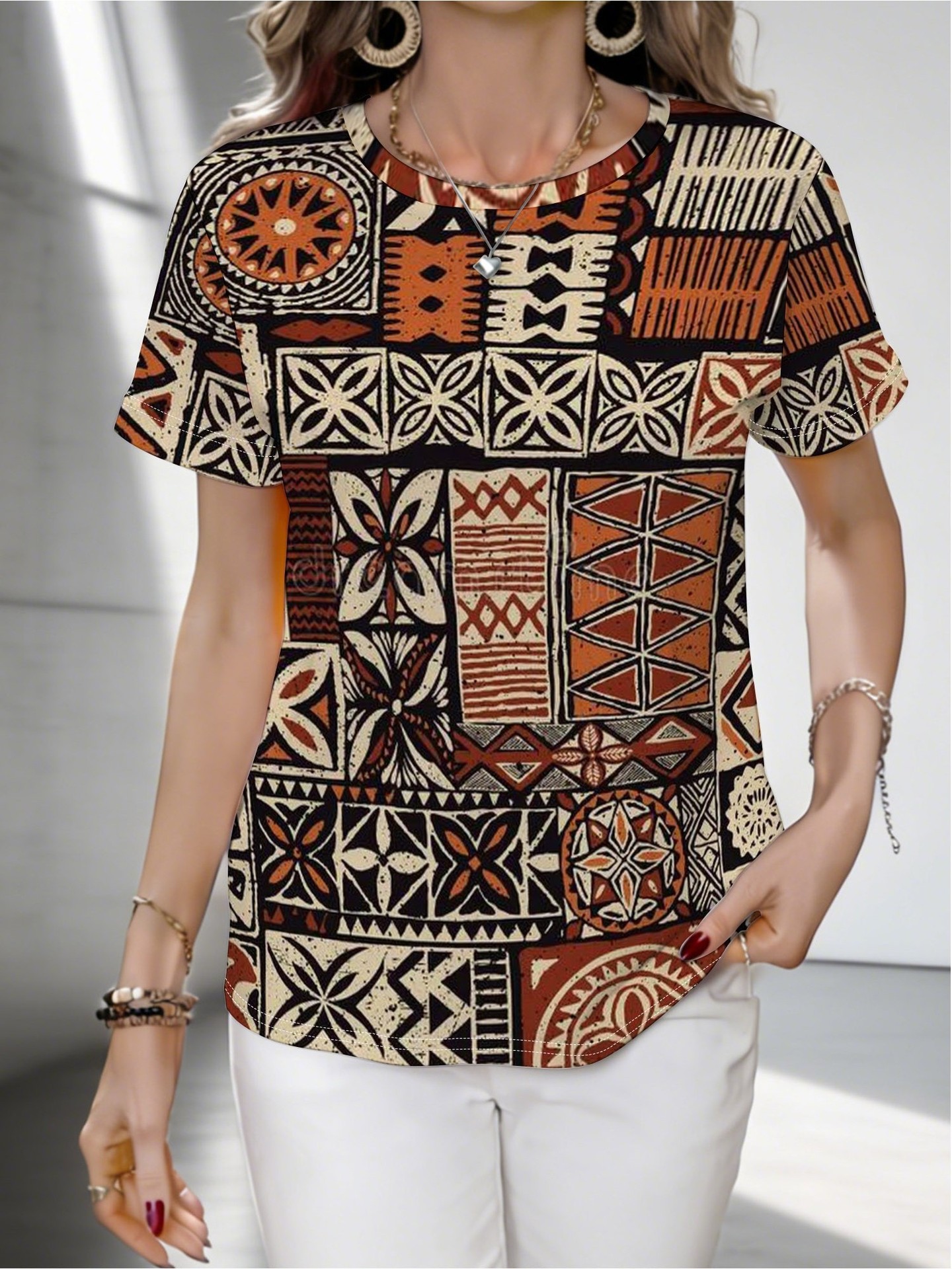 2026 New American Print Short Sleeve Tshirt Summer Digital Print Trendy Top