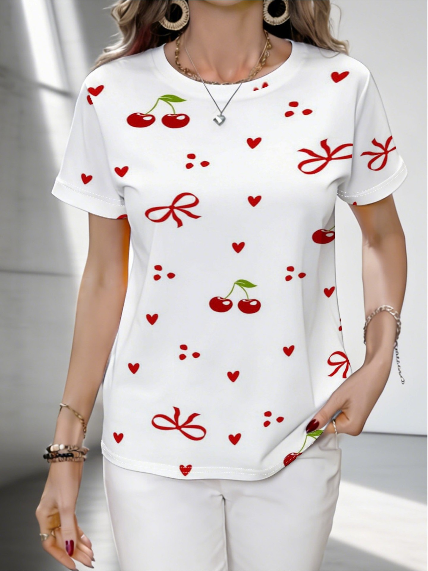 2026 New American Print Short Sleeve Tshirt Summer Digital Print Trendy Top
