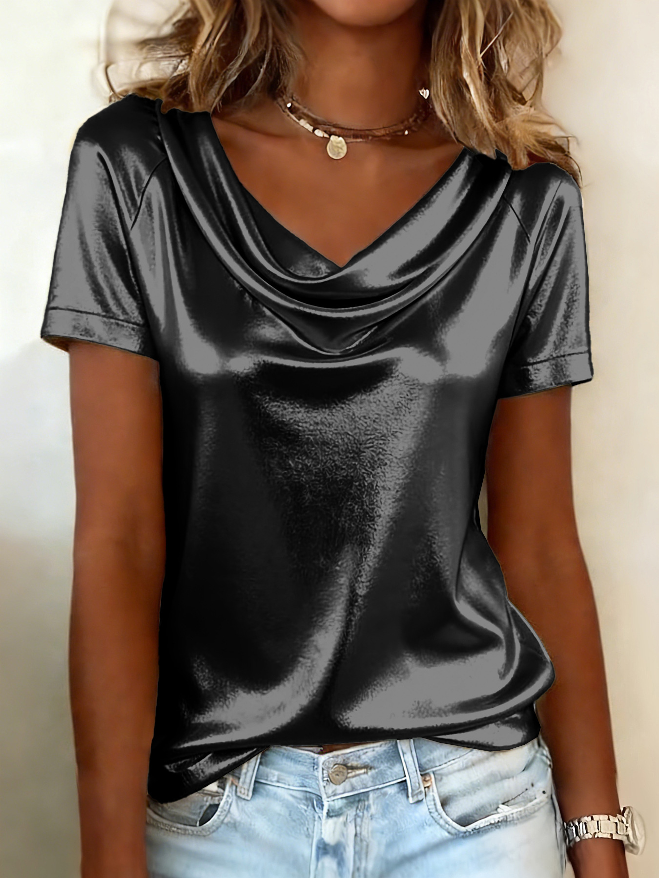 2026 New European And American Amazon Independent Site Summer Solid Color Swing Collar