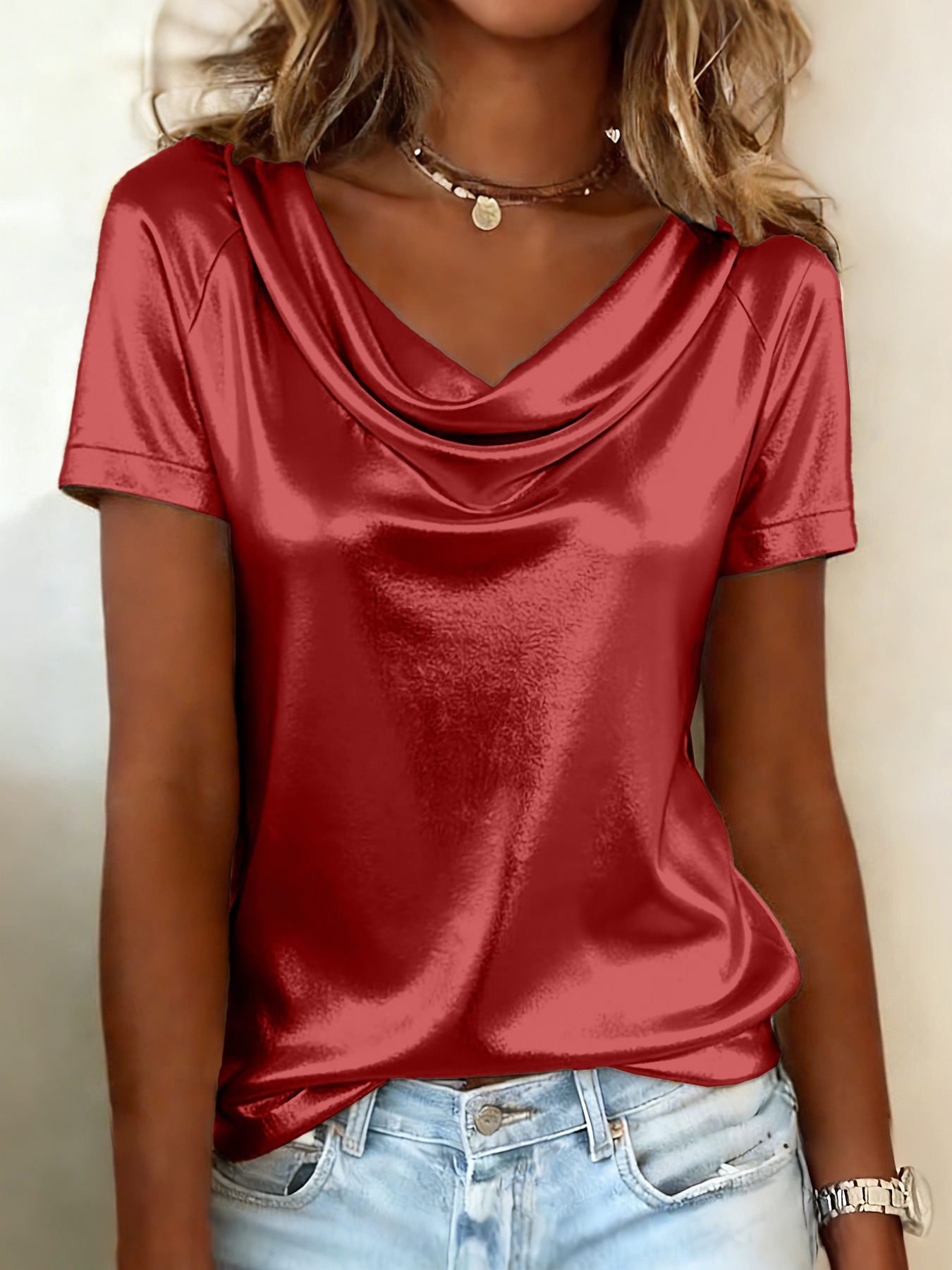 2026 New European And American Amazon Independent Site Summer Solid Color Swing Collar