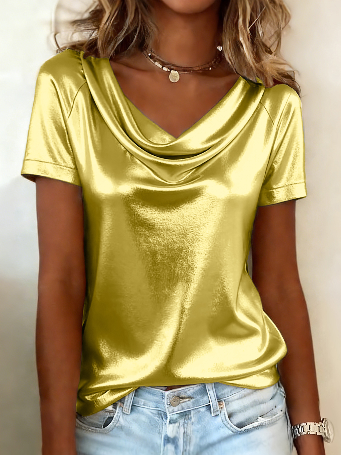 2026 New European And American Amazon Independent Site Summer Solid Color Swing Collar