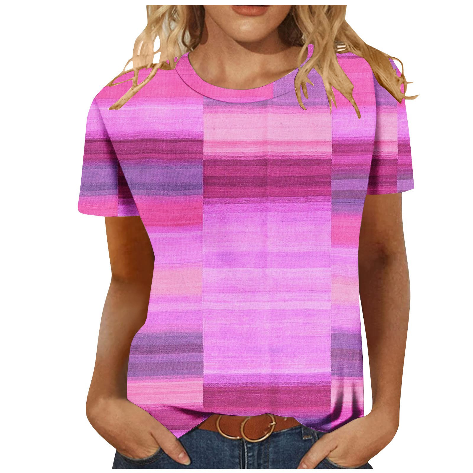 2026 New Women's Short Sleeve Top, 3D Digital Printed Casual Tee For European & American