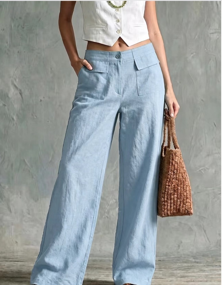 2026 Spring And Summer Loose Women's Casual Wide Leg Pants New Summer Solid Color High