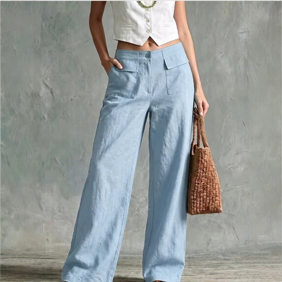 2026 Spring And Summer Loose Women's Casual Wide Leg Pants New Summer Solid Color High
