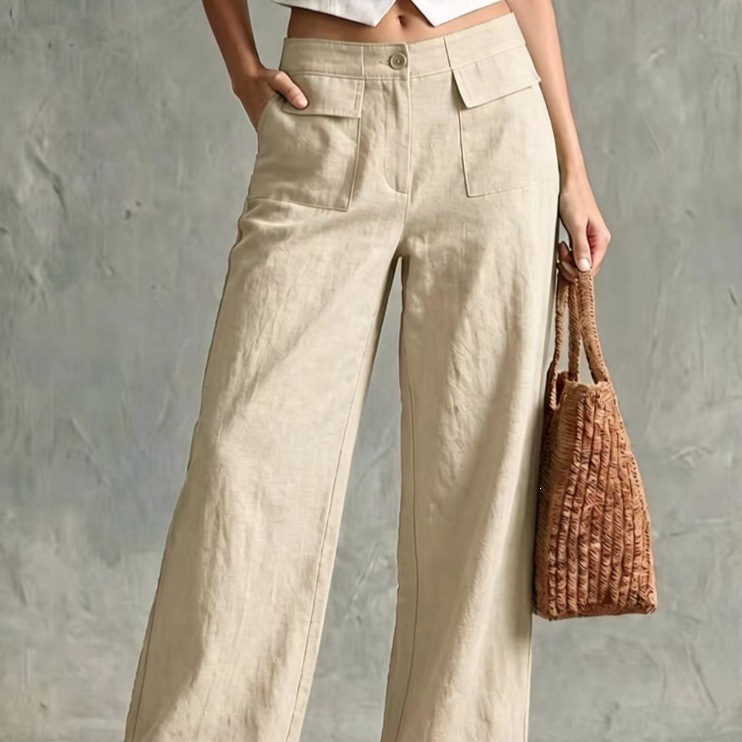 2026 Spring And Summer Loose Women's Casual Wide Leg Pants New Summer Solid Color High