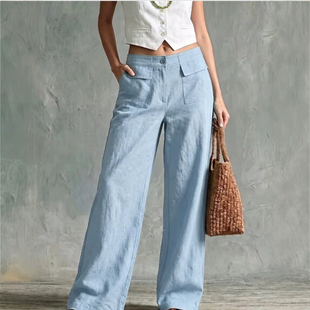 2026 Spring And Summer Loose Women's Casual Wide Leg Pants New Summer Solid Color High