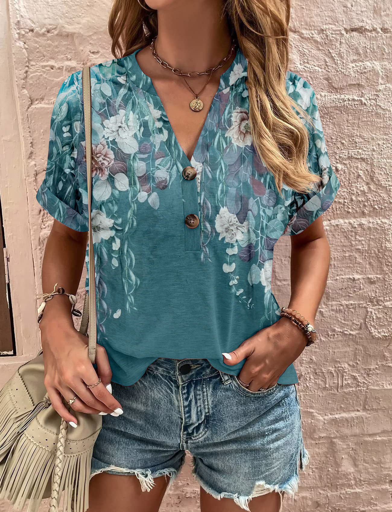 2026 Spring Summer New Product Women's European And American Top Printed Twisted Buckle