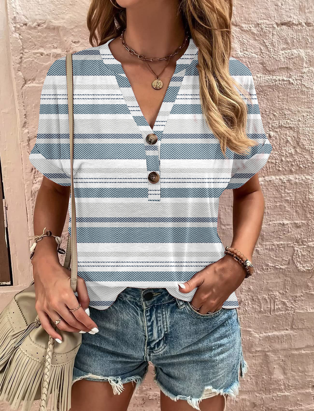 2026 Spring Summer New Product Women's European And American Top Printed Twisted Buckle